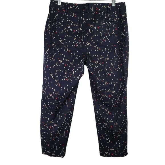 Talbots Chino Pants Women's Size 10 Signature Fit Navy Blue Bird Print - Picture 3 of 7